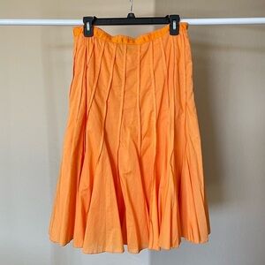 Bright Orange Pleated A Line Skirt
